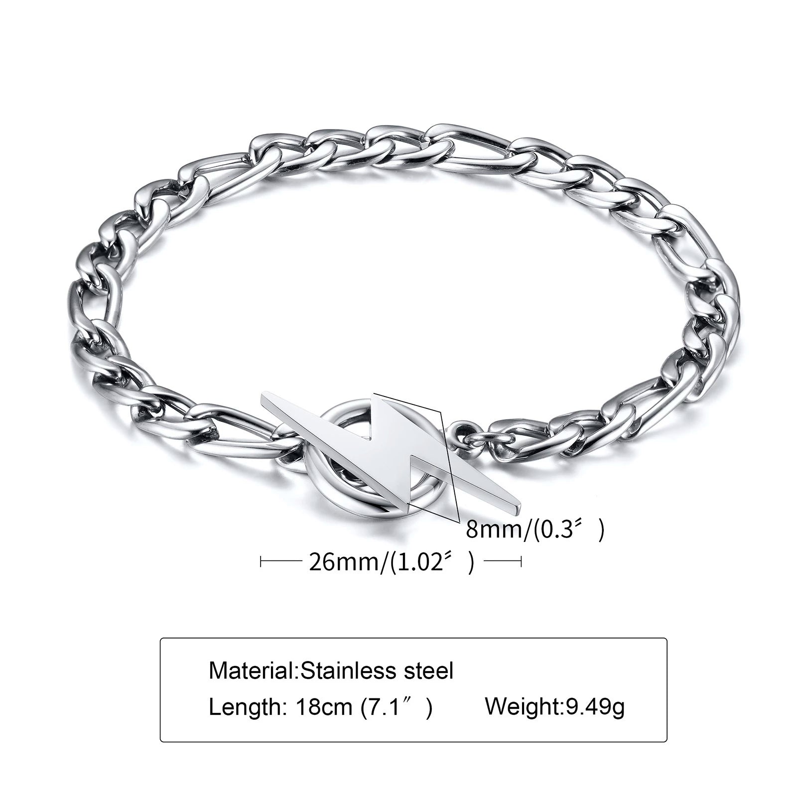 Stainless Steel Lightning Bolt Bracelet