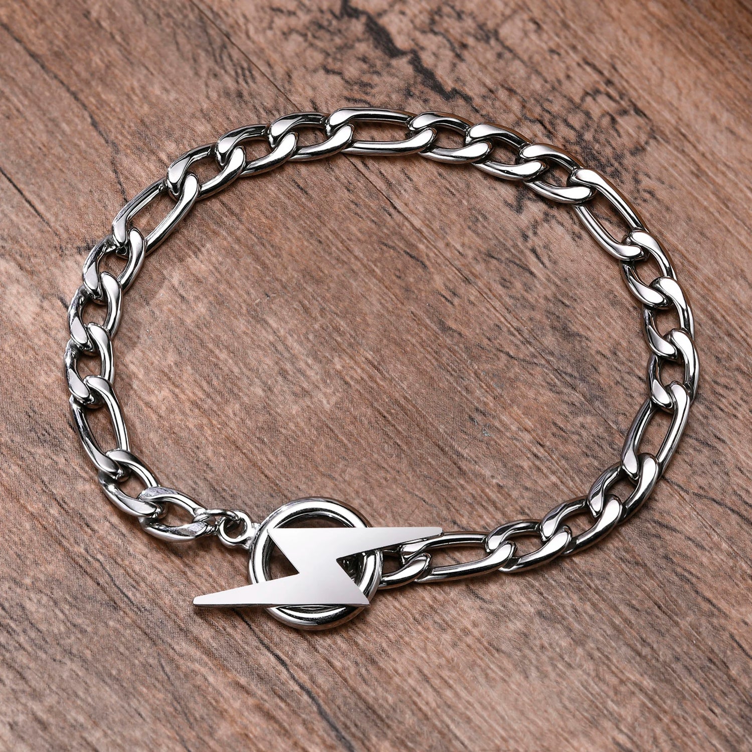 Stainless Steel Lightning Bolt Bracelet